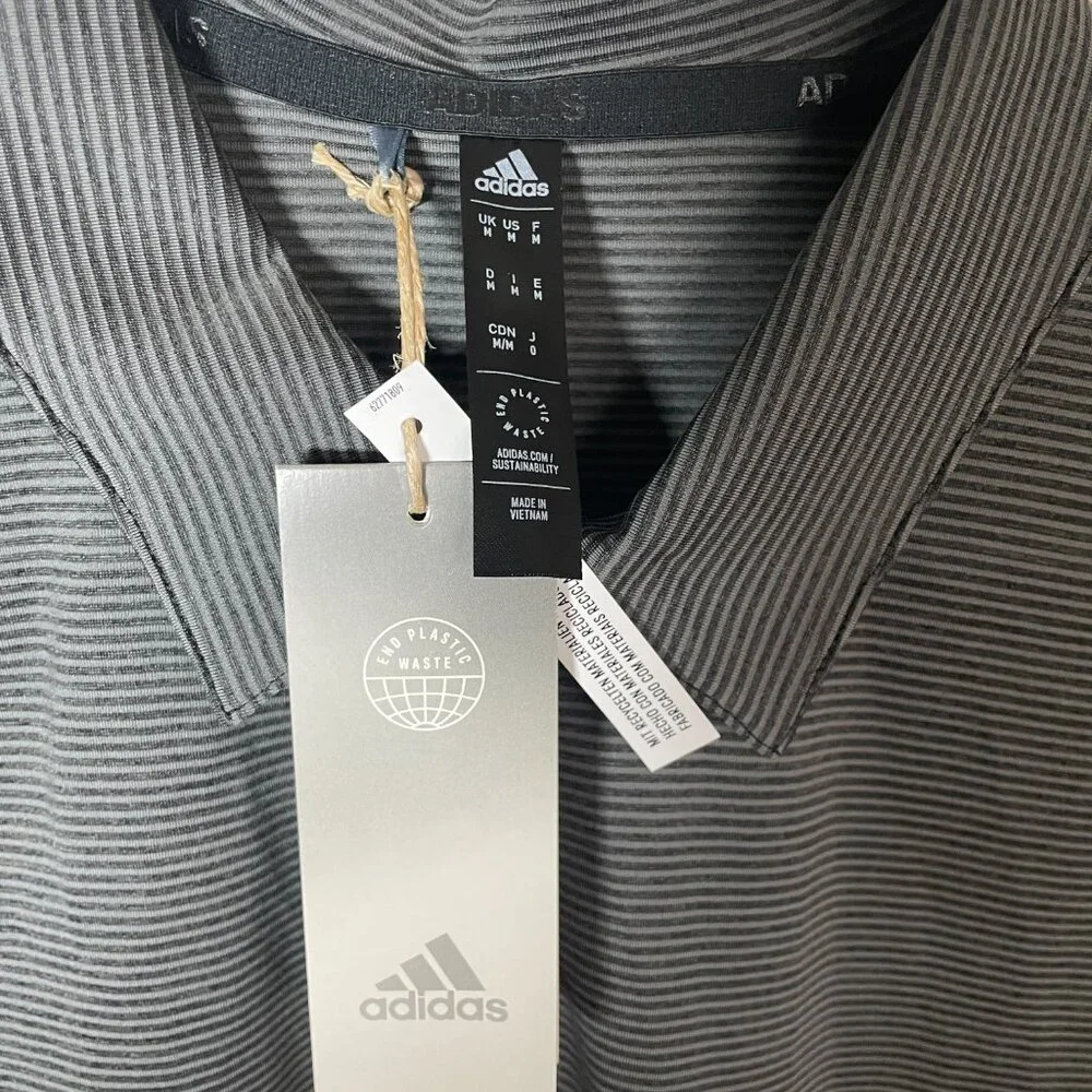 Adidas Mens Medium Polo Golf Shirt Stretch Performance Grey Collared NWT New - Picture 4 of 4
